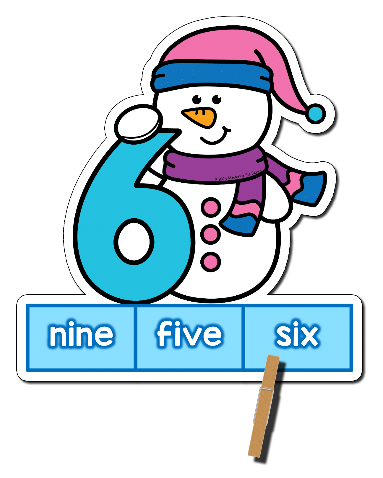 Snowman Number Word Clip Cards